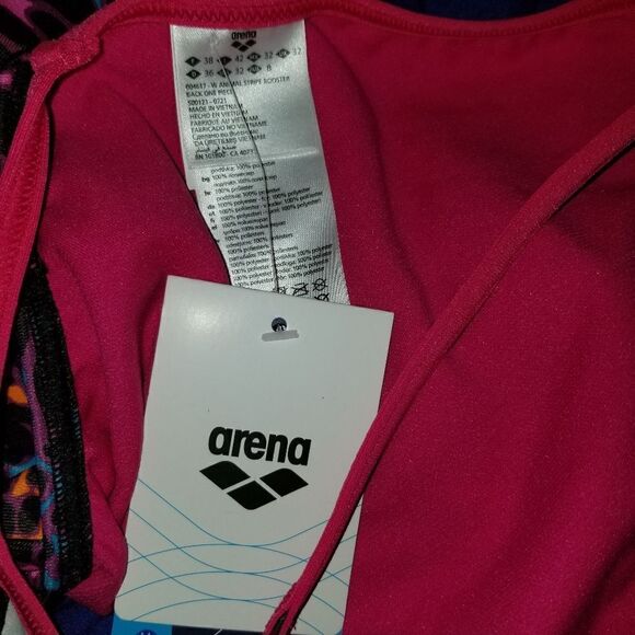 Arena Women's ANIMAL STRIPE BOOSTER BACK ONE PIECE Swimsuit Waterpolo 32 - Picture 7 of 12